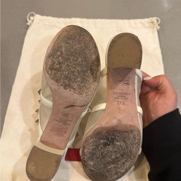 Valentino Garavani Rockstud Mesh Slide Sandal Light Ivory Size 37.5 - Picture 7 of 8